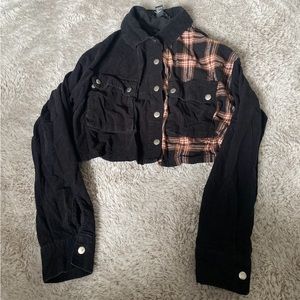 Flannel croped fall light jacket